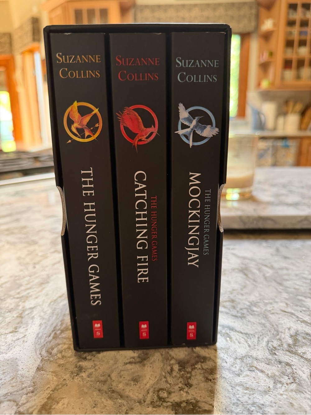 Scholastic The Hunger Games Trilogy Box Set - Black with Gold Red Blue Emblems